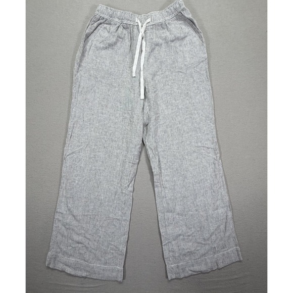 Briggs Pants - Briggs Womens Pants Wide Leg Blue White Striped Linen Blend Drawstring Size M